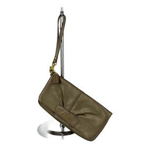 COACH Bronze Metallic Ashley Leather Clutch